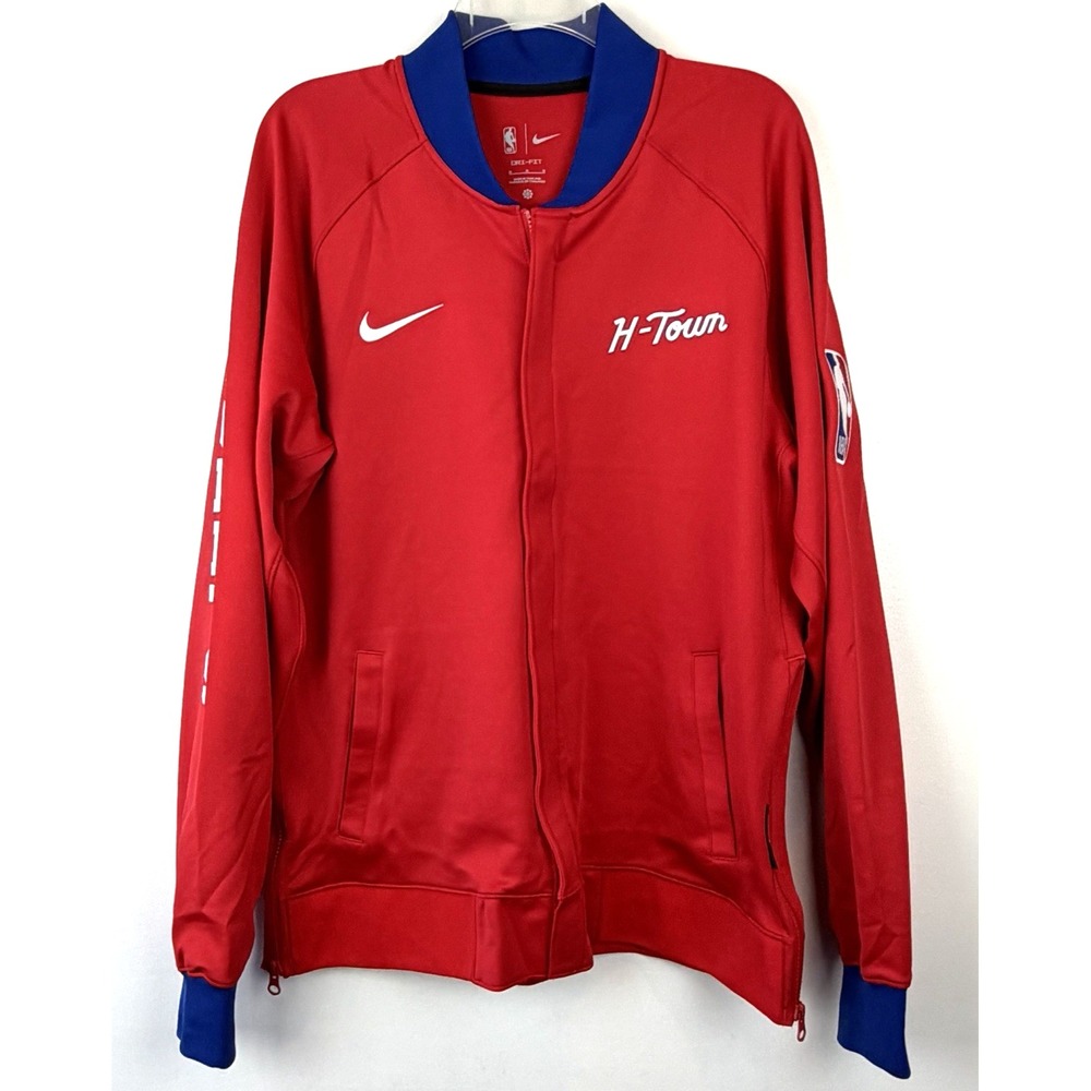 Nike Houston Rockets NBA Warm Up Jacket Mens Medium City Edition Red Zip